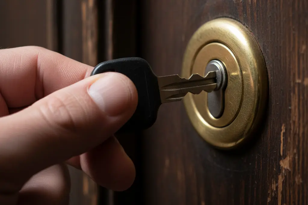 کلید شکسته در قفل که نشان می دهد برای درآوردن آن نیاز به ابزار تخصصی کلیدسازی است.